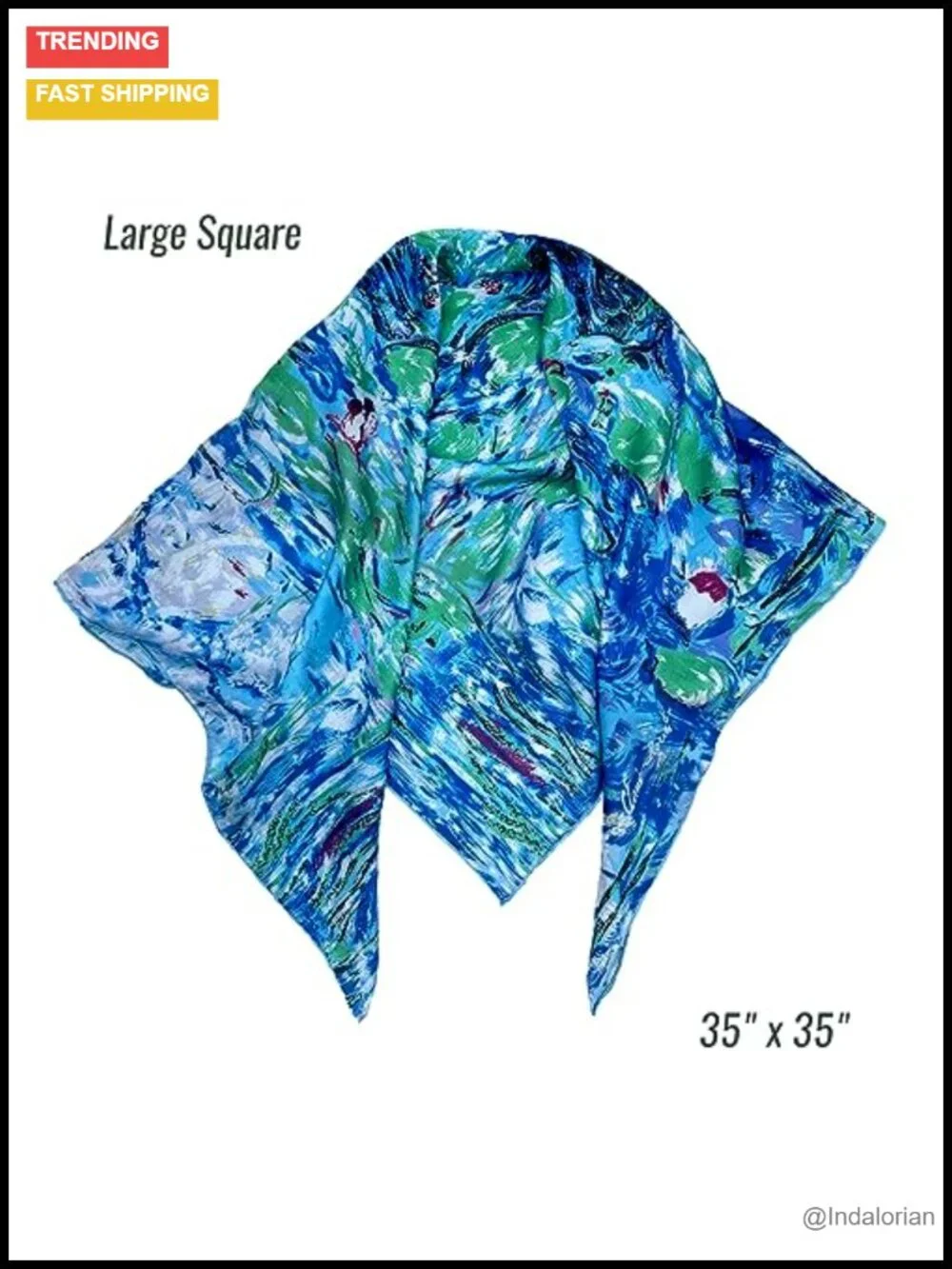 100% Pure Silk Scarf for Women Square Shawl Wrap Art Print Bandana